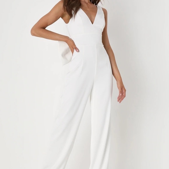Lulu's White Bow Back Jumpsuit - Picture 3 of 7
